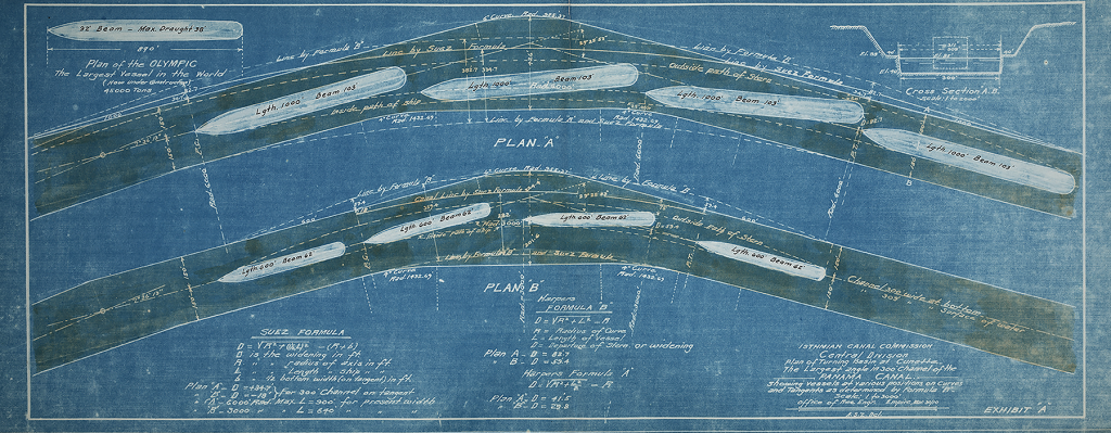 A blueprint plan of the turning basin of the Panama Canal