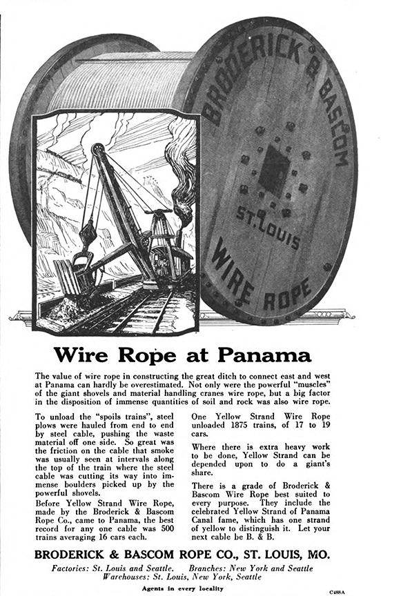 An advertisement of the wire rope used for the Panama Canal