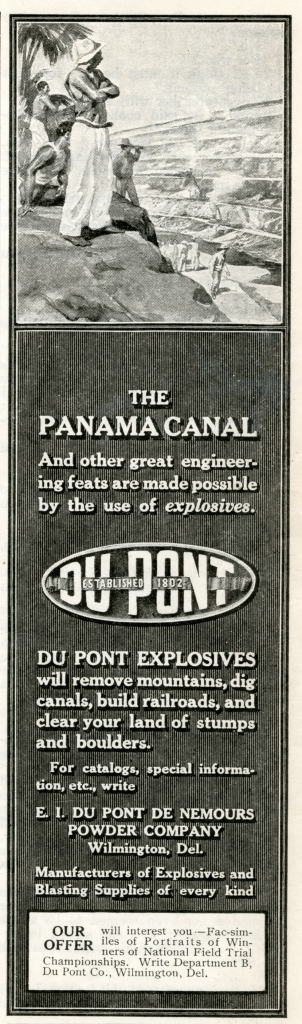 An advertisement for Dupont explosives